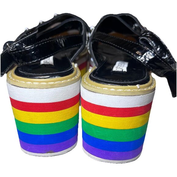 Cape Robbin Momo 3 Rainbow Platforms Snake Print Black Strappy Sandal Women's 6 - Picture 3 of 9